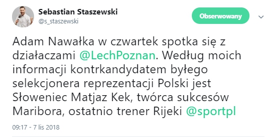 Nowy kandydat na trenera Lecha Poznań